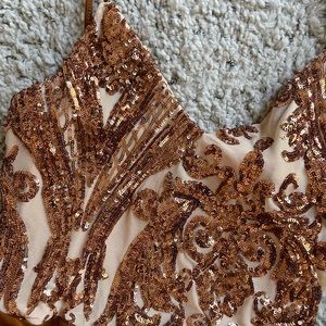 Windsor sequin bodysuit rose gold nude blush pink